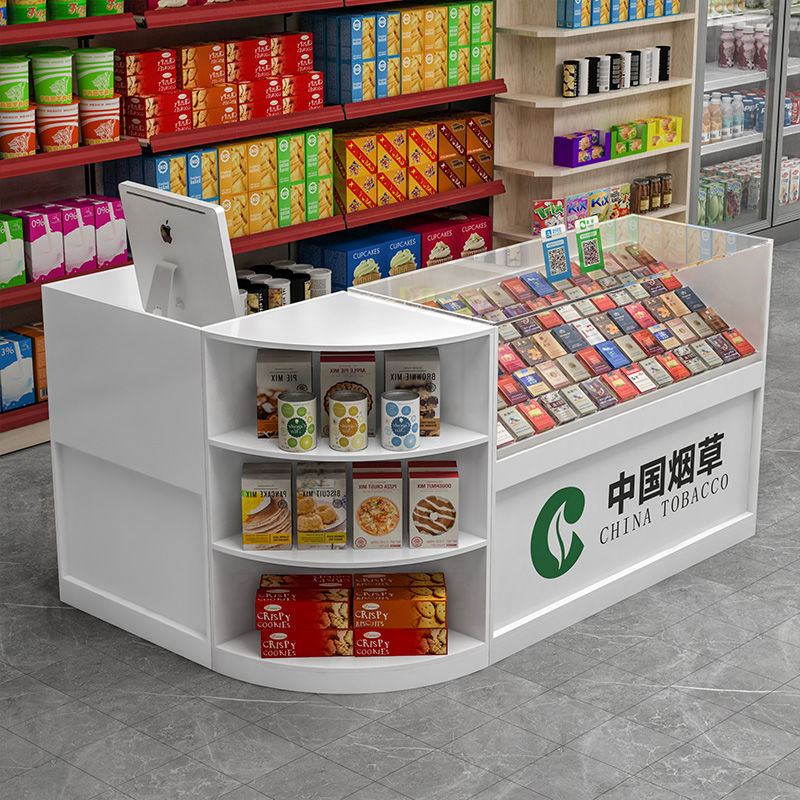 墨绩 超市专卖柜台便利店烟柜烟柜台收银一体组合柜玻璃展示柜 80*50*