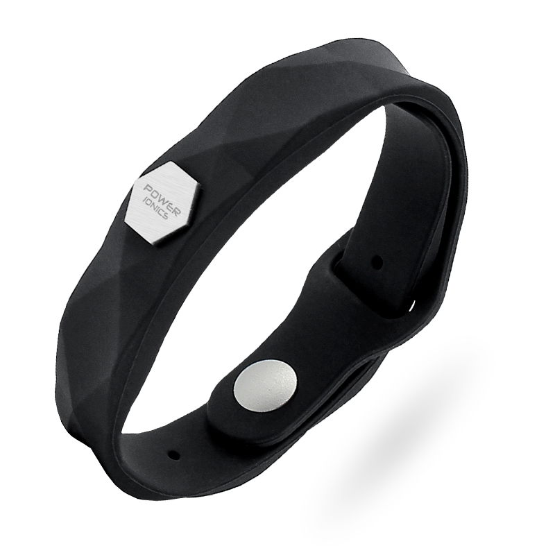 power ionics歐美菱動運動手環(huán)負離子能量男女情侶硅膠學生手鐲可刻字配飾禮物 黑色