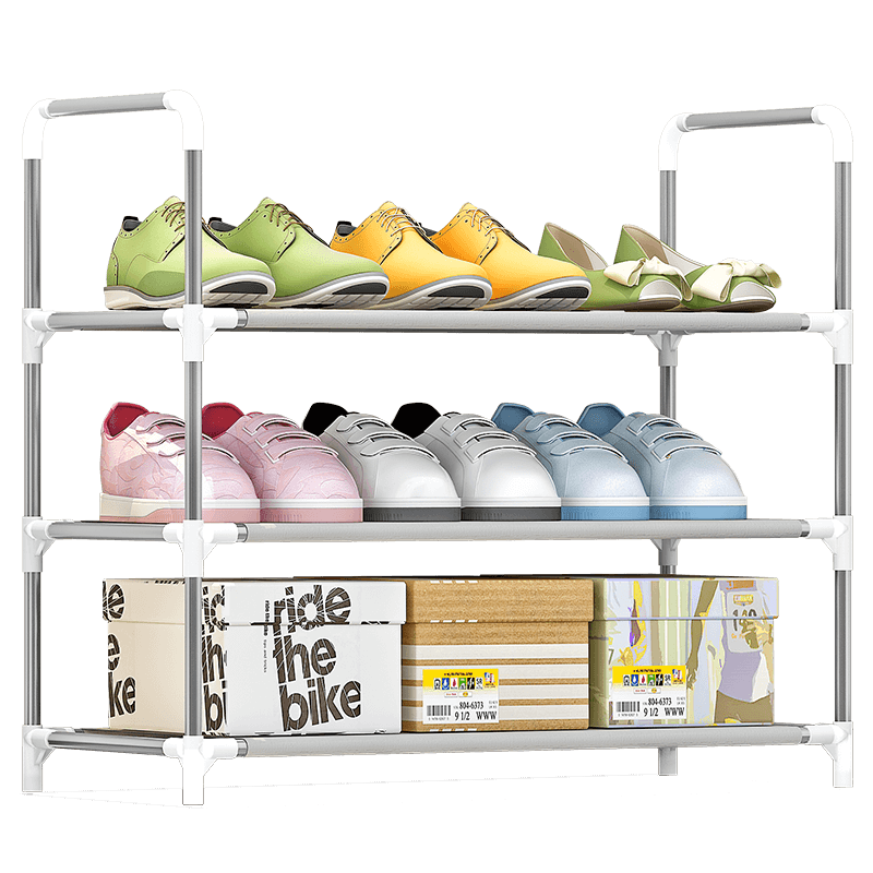 索尔诺 鞋架简易组合鞋架宿舍寝室家用门口后鞋柜收纳架浴室拖鞋架 银灰色