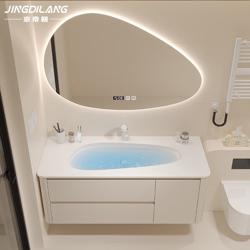 台简约洗手脸盆柜 国产可丽耐 智能镜子/橡木烤漆柜体 dtc品牌五金