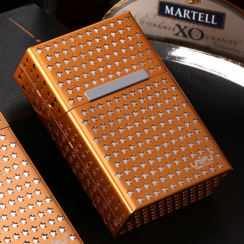 laifu)防潮防尘磁化烟盒硬包粗烟散装烟盒铝合金创意送礼20支装礼盒装