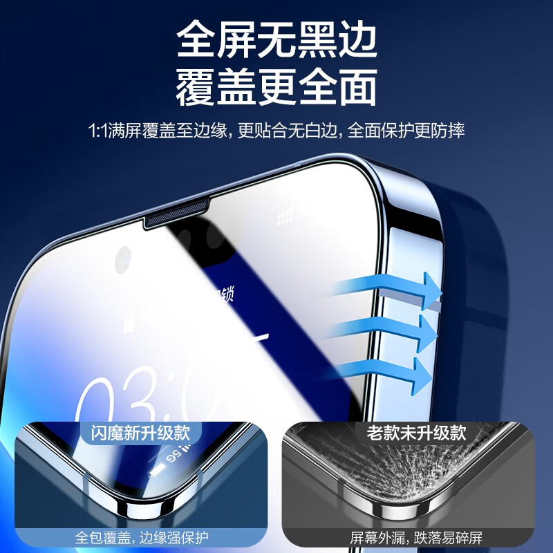 闪魔【厂家直发】 苹果13钢化膜 iphone13promax/14plus手机膜13pro全 13/13Pro【超清|秒贴款】2套装 贴坏包赔