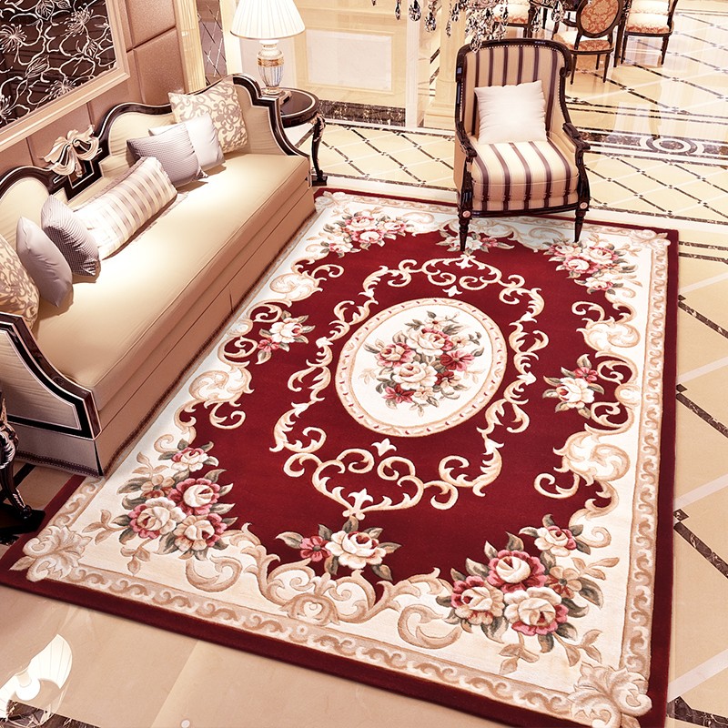 致尚美学100%定制新西兰羊毛地毯客厅欧美式复古中式卧室床边毯新疆民族风 9166R红色-手工定制 2.4米x3.4米-定制