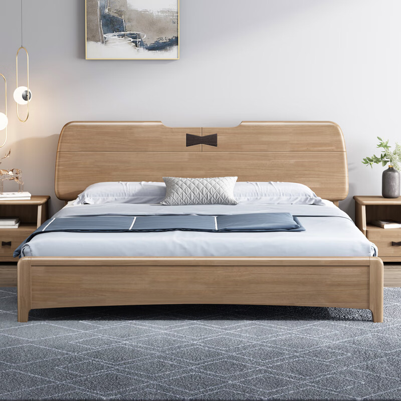 广东佛山家具高箱气压床 全实木床双人床主卧1.8米储物床现代简约北欧原木家具纯实 实木床(单床) 1500mm*1900mm  框架结构