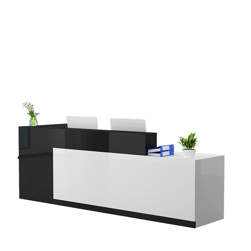 歐會(huì)收銀臺(tái)接待臺(tái)現(xiàn)代簡(jiǎn)約時(shí)尚咨詢臺(tái)店鋪收銀臺(tái)培訓(xùn)機(jī)構(gòu)公司前臺(tái) 白色+綠色【右高】 1.8米1抽屜1鍵盤(pán)托