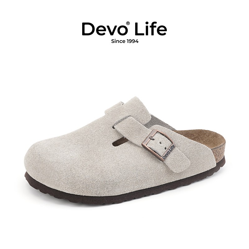 Devo Life的沃软木包头鞋牛皮半拖套脚鞋文艺复古外穿包头男士拖鞋3724 灰色反绒皮 38使用感如何?