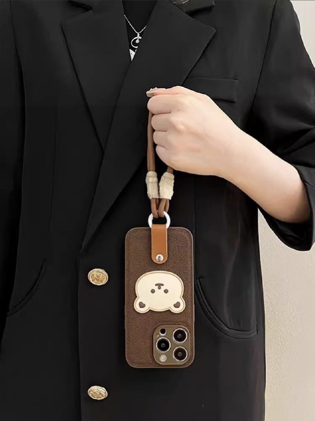 红米k60手机壳带挂绳小米14pro手机壳可爱小熊13适用小米14手机壳 月