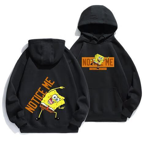 爵思朗海绵宝宝周边卫衣通卡动漫秋冬潮牌连帽宽松加绒衣服情侣装运动