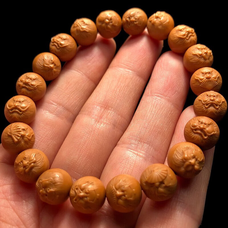 手串男款盘玩核桃雕刻核雕 小尺寸文玩桃核精品橄榄核 钟馗猴头手串