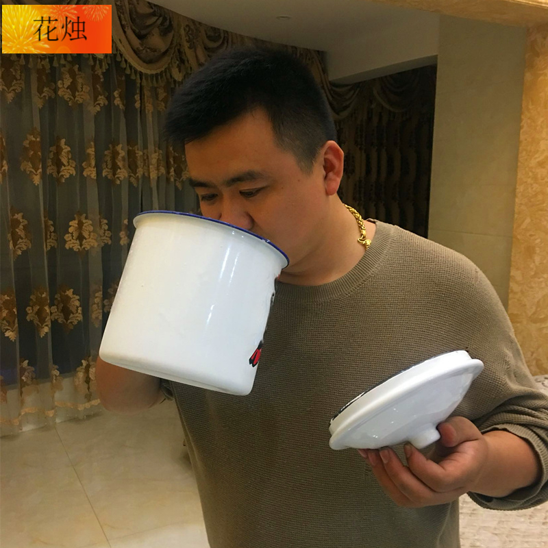 泉心泉意 搪瓷缸怀旧经典搪瓷杯大号3000ml1616茶缸子霸缸语录大茶杯