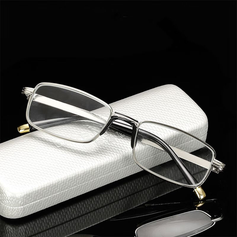 兰迪惟依光学玻璃老花镜时尚高清水晶老人耐用金属方框老花眼镜 300度