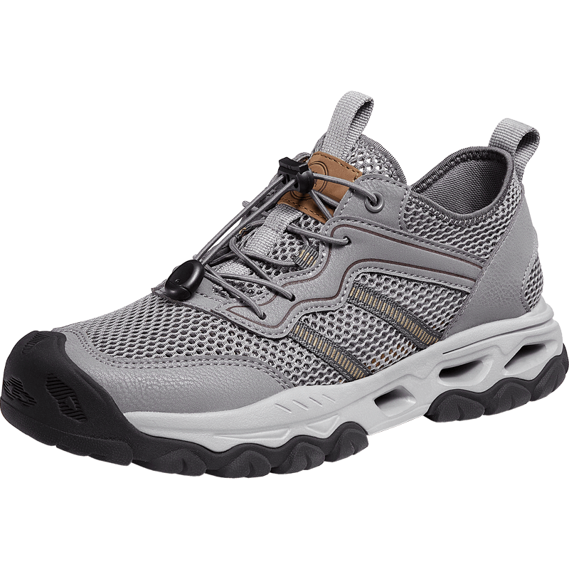 骆驼牌男士休闲鞋透气男鞋百搭厚底户外徒步旅游鞋 P13S307008 灰色 42 
