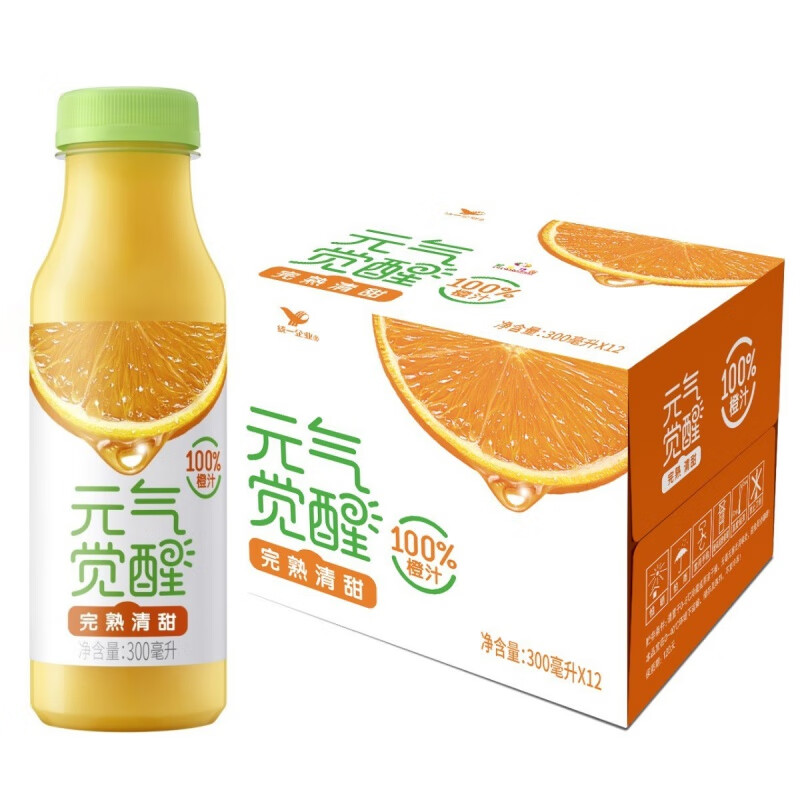 統一元氣覺(jué)醒橙汁葡萄汁胡蘿卜汁12瓶整箱裝 橙汁300ml*12瓶