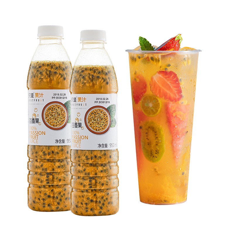 只是永大只是百香果汁950ml 冷冻鲜果榨取百香果原汁含果肉奶茶店专用