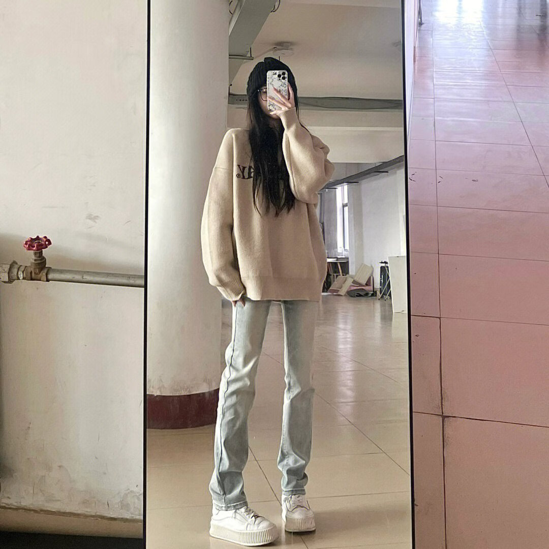 leenapitt加长高个子美式做旧黄泥染牛仔裤女春秋季高腰直筒显瘦拖地