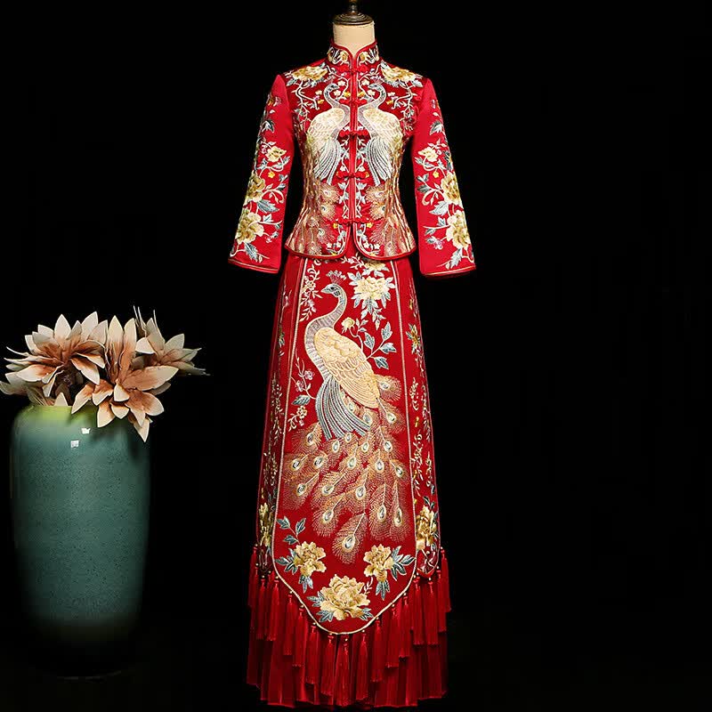 大码秀禾服新娘礼服200斤胖mm孕妇2022新款中式婚纱结婚服古代绣禾敬酒服 无钻版 6xl高性价比高么？