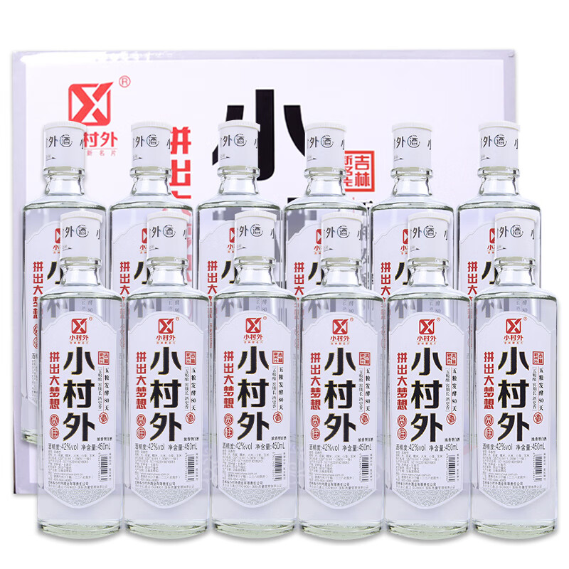 小村外 员柱 吉林老字号 浓香型白酒 42度 450ml*12瓶 整箱装(含原箱)