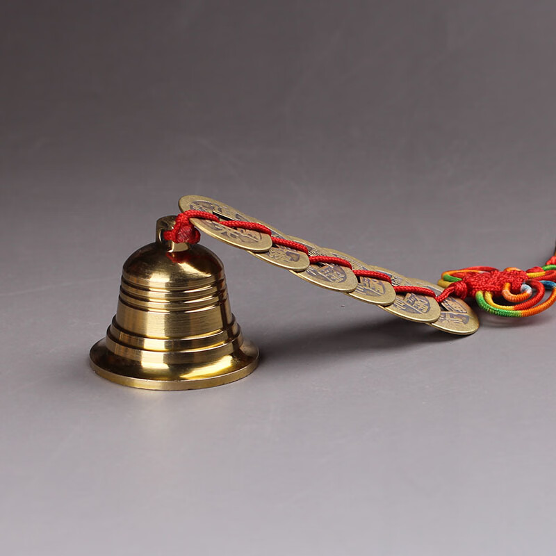 gmay 铜铃铛风铃挂件六层铜铃六帝钱 五黄二黑客厅铜钟门挂饰汽车小风