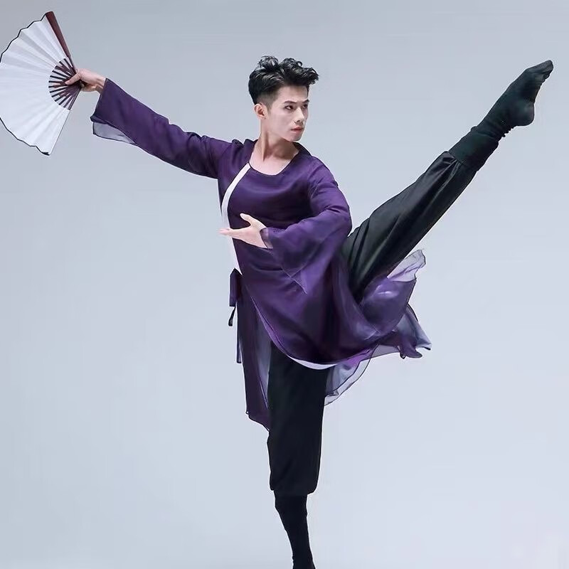 奈久留美 古典舞蹈服装男艺考演出服练功服剑舞身韵纱衣透气中国风