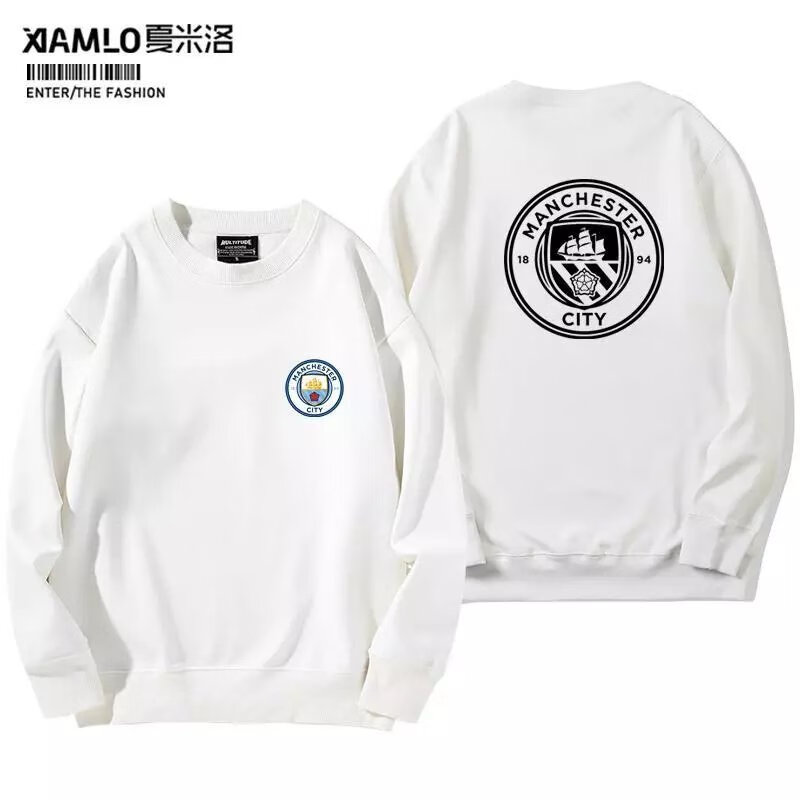 赛瑟达2022卡塔尔世界杯曼城球迷纪念建队125周边足球衣服男女潮圆领卫 白色1 140 儿童薄款大毛圈款