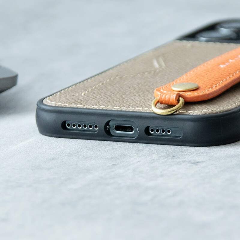 花虎（HANATORA）苹果14Promax手机壳真皮iPhone14Plus带支架带挂绳腕带男款插卡卡包全包防摔女生日式风格高级感 【橙色】 配挂脖绳 iPhone14Pro Max（6.7寸）