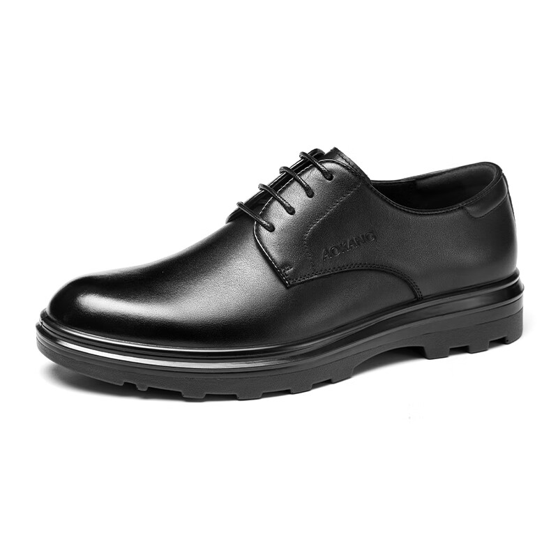 奥康（Aokang）新款男鞋舒适商务皮鞋头层牛皮工作鞋轻质耐磨运动大底正装男皮鞋 黑色 40