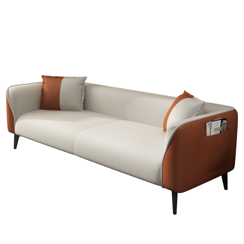 欧吉北欧轻奢沙发小户型科技布双三人客厅卧室公寓出租房服装店小沙发 深灰拼浅灰色(乳胶款) 三人位(174cm)-送两个抱枕