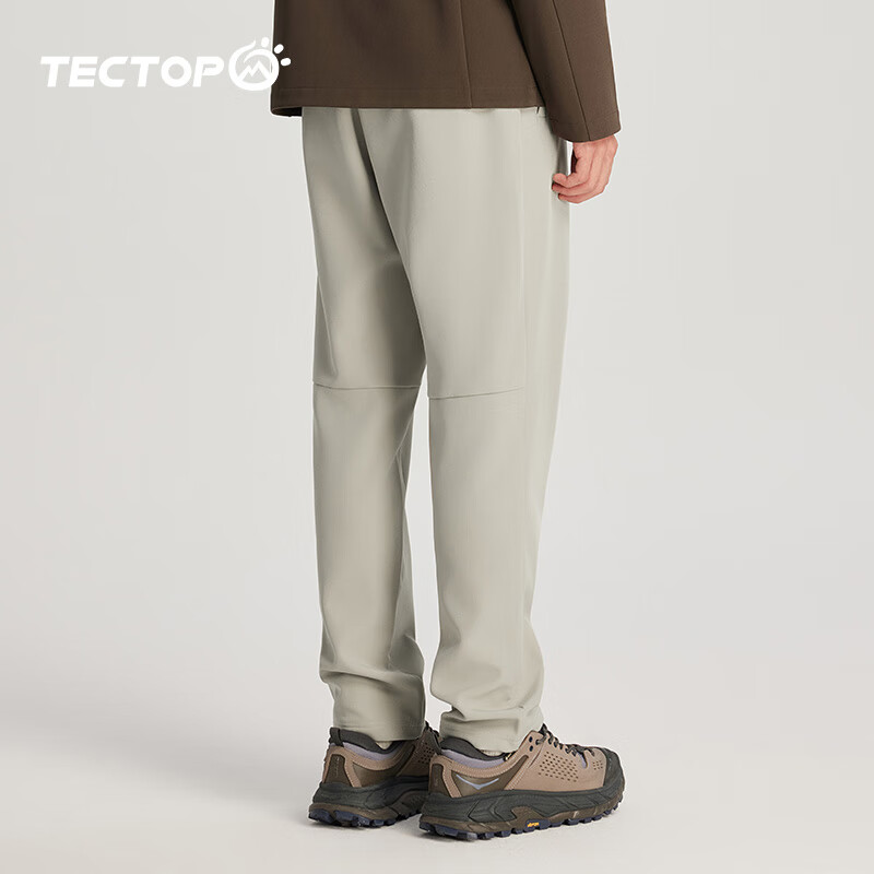 探拓(TECTOP)休闲裤男防风防泼水2026秋冬加绒保暖软壳长裤户外登山裤子 黄粱 S