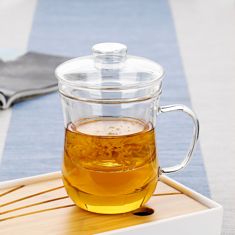 分离杯三件套泡花茶杯加厚带过滤办公杯子男茶杯 窈窕花茶杯(400ml)