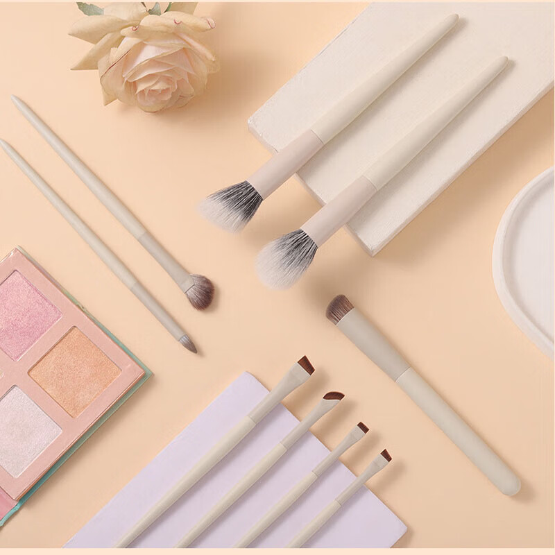 YAHLIGS云瓷化妆刷套刷镰刀眼线刷眼影刷散粉刷粉底刷腮红遮瑕刷美妆工具 化妆刷套刷 9支 云瓷