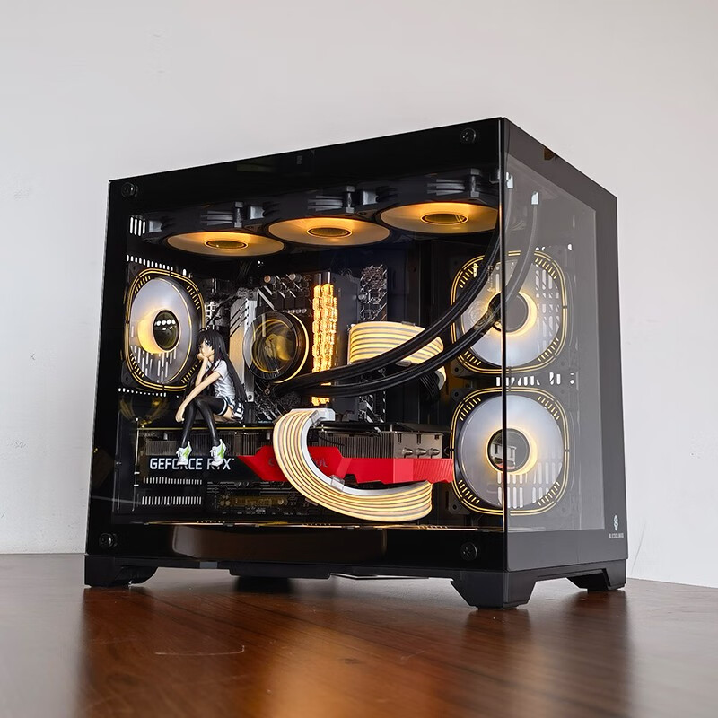 玩嘉 孤勇者雪白色电脑机箱台式机matx海景房240/360水冷全侧透itx