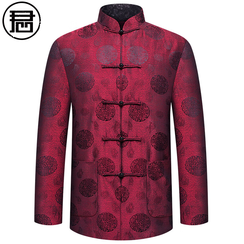 君子企鹅真丝唐装男中式外套喜爸爸婚礼服中老年人过寿生日宴衣服春装外套 酒红上衣（加棉） 4XL高性价比高么？