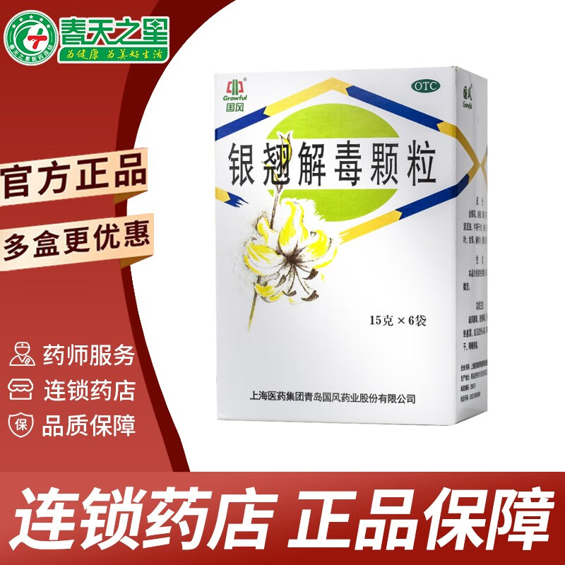 国风 银翘解毒颗粒 15g*6袋 清热解毒 感冒发热 头痛 咳嗽口干 咽喉