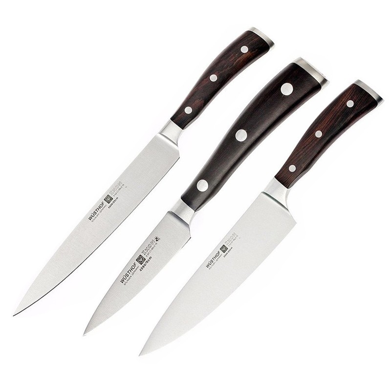 三叉(wüsthof)厨房刀具套装9600经典艾柯乌木刀三件套主厨刀切片刀三