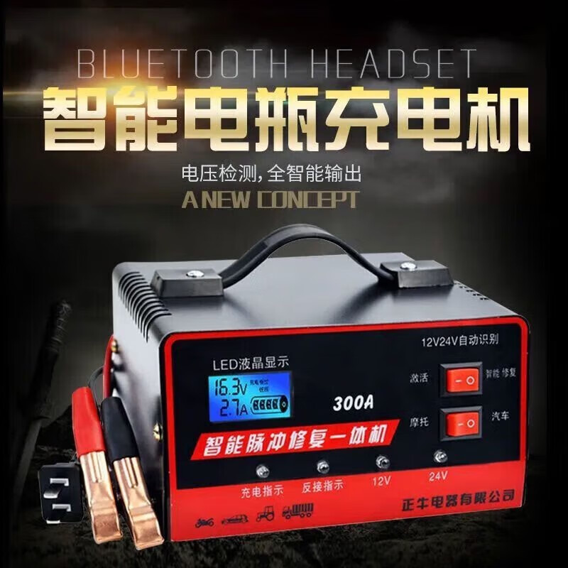 天南兄弟汽车电瓶充电器智能脉冲修复一体机纯铜机芯通用全自动12v24V摩托 【2500A】大功率充电+修复+检测