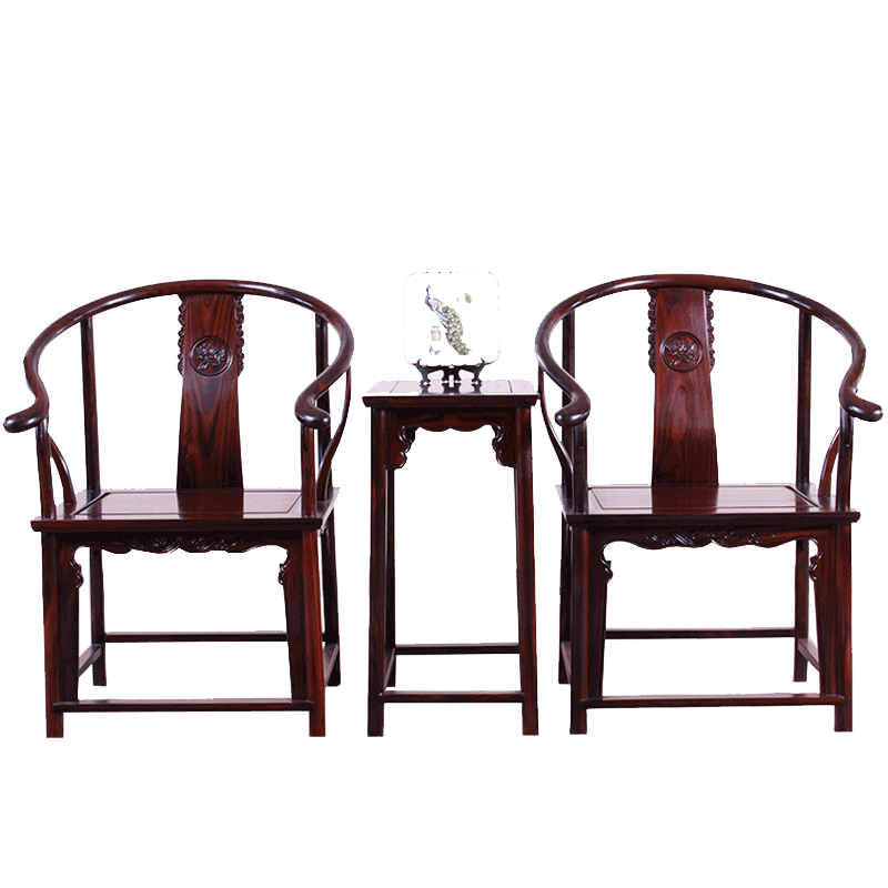 祥蕴阁红木家具印尼黑酸枝学名阔叶黄檀实木圈椅三件套  限额定金专拍