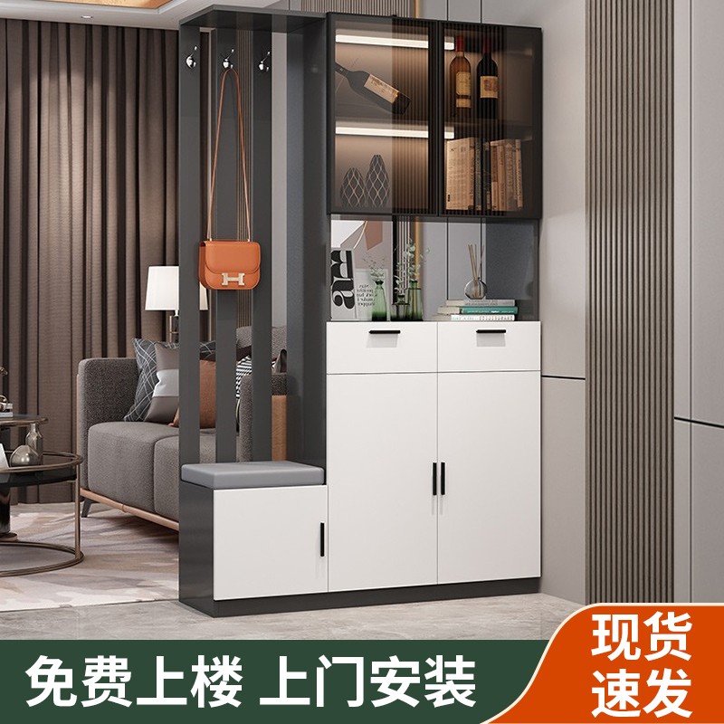见筑鞋柜玄关柜家用门口储物柜客厅隔断柜装饰进门屏风柜 轻奢80灰色