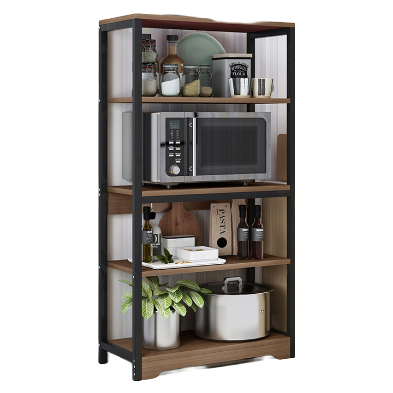 腾煜雅轩  厨房收纳置物架落地式多层微波炉用品家用大全放锅碗调料储物架子 【加长三层】枫樱木80X35X80cm 多层置物 稳固承重