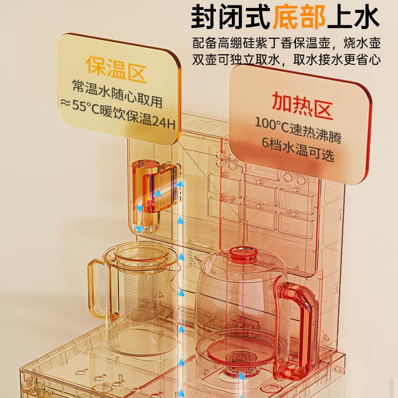 美菱(MeiLing)茶吧机家用智能防溢水多功能遥控大屏立式下置式一键选温自主上水饮水机 新升级加高加大款【智能防溢水+底部上水】 制热型