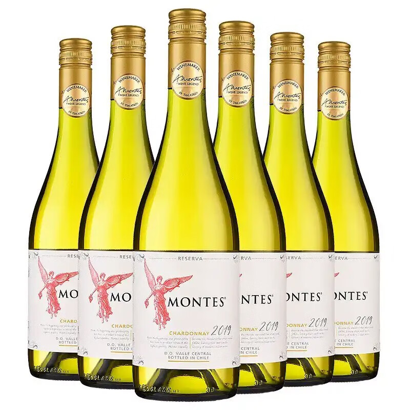 montes 天使珍藏莎当妮干白葡萄酒 智利原瓶进口 年货送礼佳选750ml