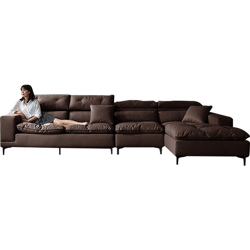 【限时直降35%】卓昙 北欧客厅转角羽绒沙发布艺组合意式轻奢免洗科技布现代简约家具 单+双+贵妃位【3.68米】+脚踏+双扶单人位 30%客户选择乳胶颗粒座包【Q弹坐感】