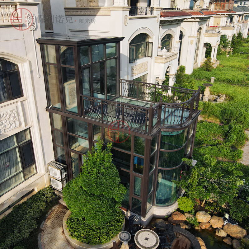 保利诺克露台阳光房断桥铝门窗封阳台露台户外下沉式天井花园庭院玻璃