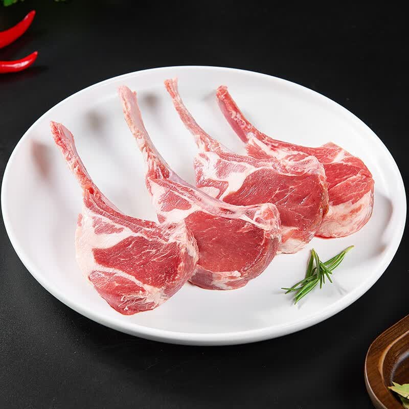 潮羊牧歌 宁夏滩羊肉 生鲜原切法式羊排小切 煎烤烧烤食材清真 法式羊排12支