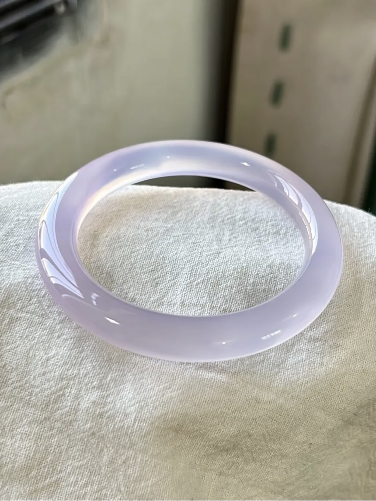 玛瑙手镯女款冰飘紫冰种玉镯子高冰淡紫色玉髓送礼物 紫罗兰4850mm75