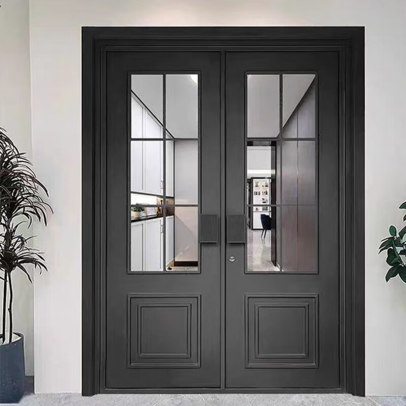 别墅入户门玻璃门法式铸铝锌合金阳台客厅院子铝合金子母门双开门沾运