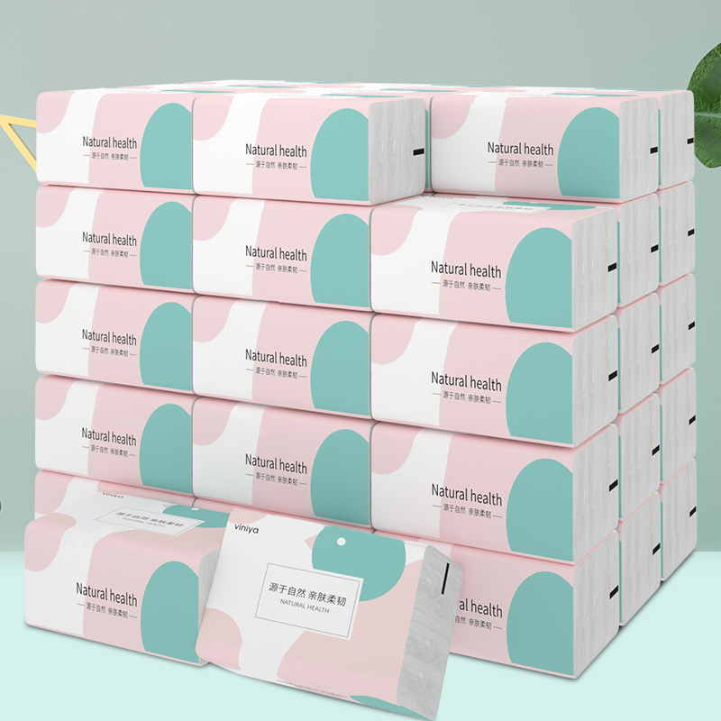 viniya翠语系列抽纸原木四层母婴餐巾纸家用卫生纸便携装面巾纸整箱抽