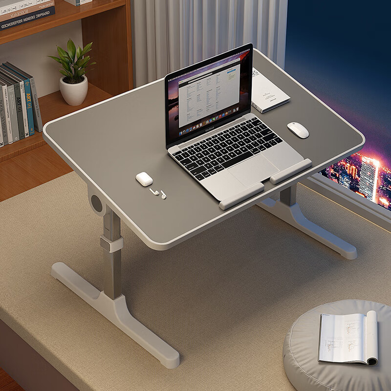 小匠材床上小桌子电脑桌飘窗折叠学生宿舍上铺写字桌可调节日暮灰标准款