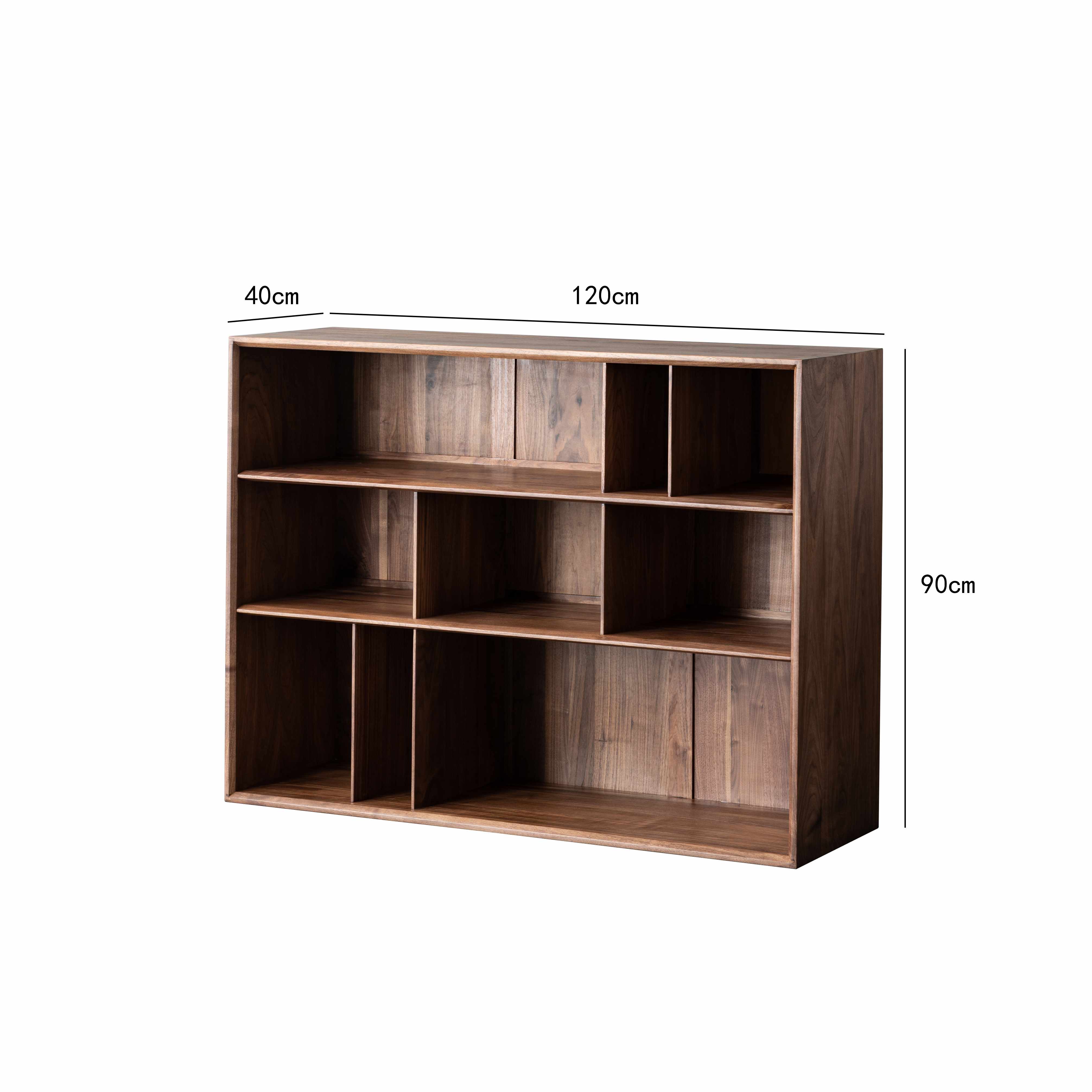 双劲矮书柜北美黑胡桃木书柜简约组合餐边柜客厅陈列展示柜实木抽屉矮