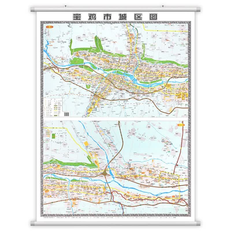 陕西省宝鸡市城区地图 约1.2米 *0.9米 政区交通图
