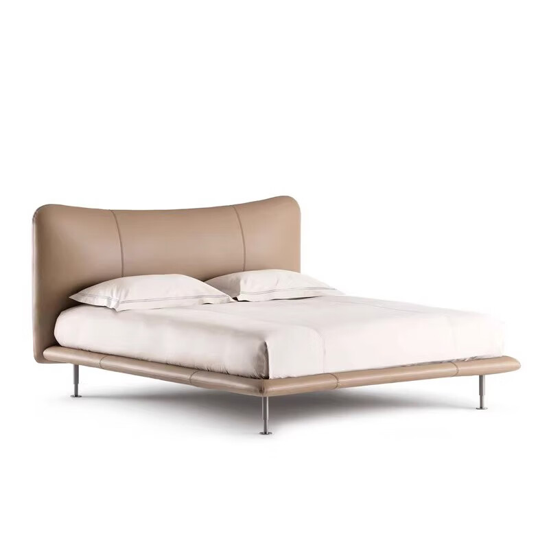 全友家居意式极简真皮床baia小户型双人床现代简约头层牛皮中古风主卧